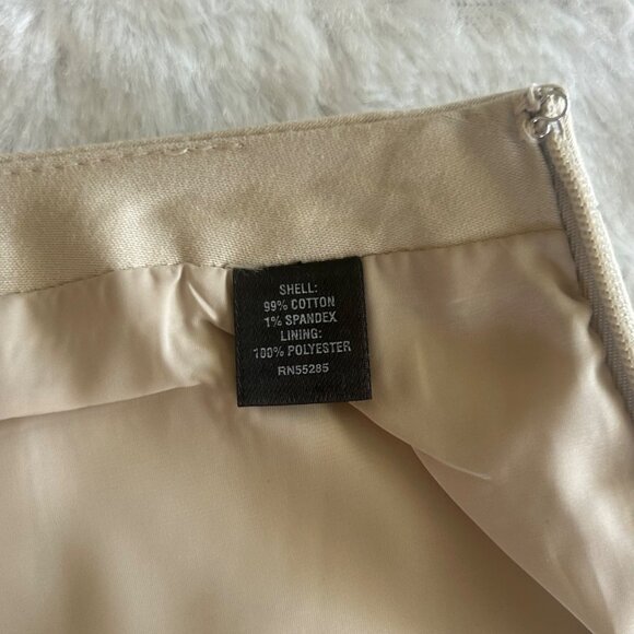 Express Tan Knee Length Pencil Skirt Size 4 Cotton/Spandex Back Slit Detail - Picture 6 of 6